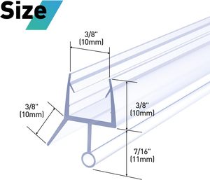 Shower <strong>Door</strong> Bottom <strong>Seal</strong> 2 PCS 3/8 X 36 Clear <strong>PVC</strong> <strong>Strip</strong> for Frameless 3/8 Inch Glass to Stop Leaks in Bathroom - Product Image 2