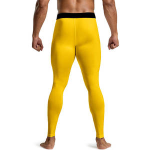 Nouveau Design Original automne solide taille élastique entraînement Compression pantalon de course couleur jaune 100% Polyester unisexe - Product Image 2