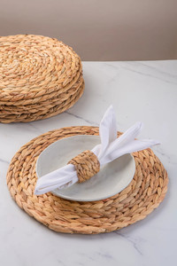 Napperons ronds en jacinthe d'eau napperons tissés en rotin Boho napperons de table en osier faits à la main du Vietnam - Product Image 2