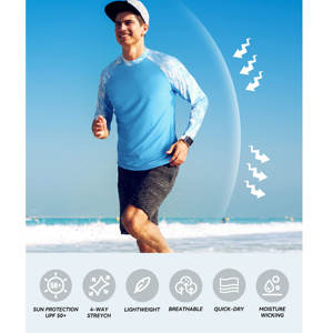 Men's Rash Guard Shirts UPF 50+ <b>Long</b> <b>Sleeve</b> <b>Swim</b> Shirts UV Sun Protection Compression Gym Shirts for Fishing Swimming - Product Image 4