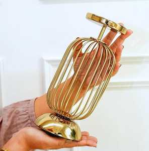 Portavelas de Metal con acabado chapado en oro, soporte de vela de Pilar decorativo para el hogar, mesa de sala de estar, soporte pequeño Vintage moderno - Product Image 2