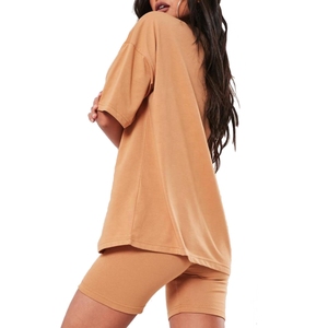 Vente en gros de t-shirts en coton de grande taille pour femmes, nouveaux t-shirts et shorts décontractés - Product Image 3