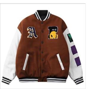 Vente en gros 100% laine Varsity Letterman Veste pour hommes Forte demande Conception personnalisée Manches en cuir Chenille Broderie Patchwork - Product Image 6