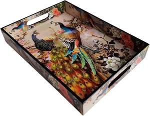 ถาดไม้พิมพ์ลายพร้อมด้ามจับถาดสำหรับตกแต่งในชีวิตประจำวัน - Product Image 4