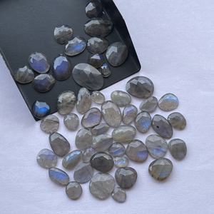 Piedra de labradorita gris Natural de 10mm, 12mm, 16mm, tamaño libre, corte de Rosa facetado, rebanadas de Polki, fabricación de joyas DIY, anillos colgantes sueltos - Product Image 4