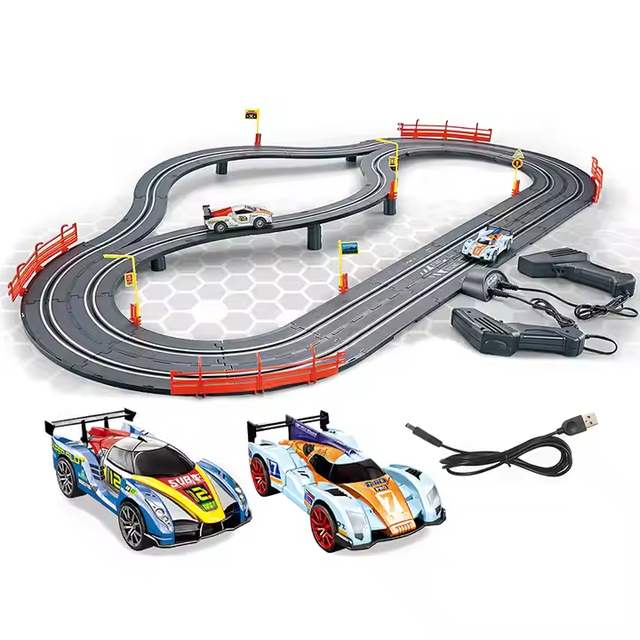 A49-12  Plastic Mini Electric Slot Cars 1:43 Scale DIY Construction Race Tracks Sets for Children's Education Toys