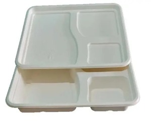 Plateau repas compostable 3CP avec couvercle canne à sucre bagasse vaisselle jetable pour service alimentaire durable luxe étanche - Product Image 5
