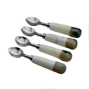 Ensemble de 2 couverts à salade en acier inoxydable avec poignée en bois Produit indien fait à la main Alimentation personnalisable pour usage domestique et cuisine - Product Image 2