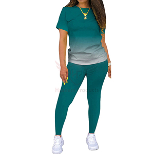 Conjuntos de verano de dos piezas de alta calidad para mujer, traje deportivo de cuello redondo con bloque de colores, conjunto deportivo informal, conjuntos transpirables de talla grande para mujer - Product Image 3