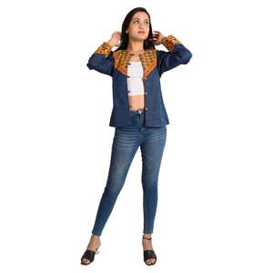 Designer Handmade Denim <b>Jacket</b> Boho <b>Hippie</b> Short Denim <b>Jacket</b> for Women, Stylish Bohemian Outerwear - Product Image 1