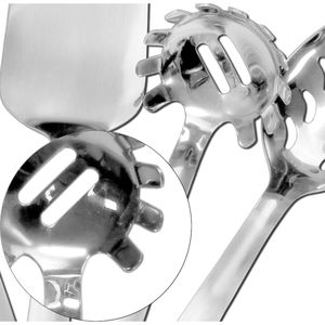 Ensemble de service de nourriture en métal en acier inoxydable avec tête argentée et manche en bois, parfait pour servir des couverts élégants de haute qualité - Product Image 6