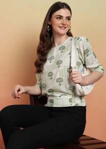 Ensemble d'été décontracté pour femme en coton, haut à imprimé patchwork, col rond, manches courtes, longueur cheville, motif blanc à la taille - Product Image 2