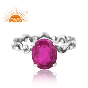 Best Design 925 Sterling Silver Natural Doublet Rubylite Tourmaline <b>Quartz</b> Gemstone <b>Ring</b> Custom Jewelry For Women Gift For Her - Product Image 3