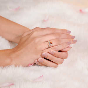 Inanna <b>Ring</b> in <b>Silver</b> with Geometric Pattern Platinum and Rhodium Plated Gold and Rhodium Set with Zircon Gemstone - Product Image 6