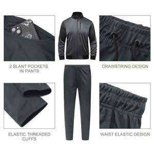 Wholesale Sweatsuits Custom Embroidery Logo Zip up Jacket and Pant Jogger Sets Cotton French Terry 2 Piece Set Tracksuits <b>Men</b> - Product Image 6