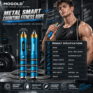 <span class=keywords><strong>Cuerda</strong></span> <span class=keywords><strong>de</strong></span> Saltar Inteligente MOGOLD con Contador, Aleación <span class=keywords><strong>de</strong></span> Aluminio, Longitud Ajustable <span class=keywords><strong>de</strong></span> 3m, Unisex, Duradera, Portátil, Capacidad <span class=keywords><strong>de</strong></span> 20kg+, para Entrenamiento en Casa - Product Image 3