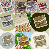 Tas Wanita Rajut Jerami Gaya Vintage Modern Buatan Tangan Thailand Berkualitas Tinggi Anti Maling dengan Penutup Hook Loop