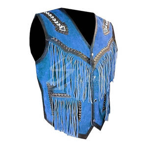 Buena calidad 100% cuero hecho moda chaleco precio razonable transpirable hombres ropa vaquero cuero chaleco para venta en línea - Product Image 2