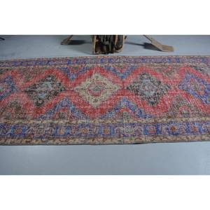 พรมสไตล์วินเทจของตุรกีการออกแบบงานปะต่อสีแดงสีน้ำเงินวัสดุขนสัตว์4.8 x 11.7ft พร้อมแผ่นยางรองสำหรับห้องนอนห้องโถง - Product Image 3