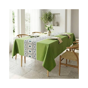 Rustic Look Striped Woven Reuseable 100% Cotton Embroidered <b>Waterproof</b> Oilproof Customizable <b>Table</b> Cloth 70x90 Inches 190 GSM - Product Image 2