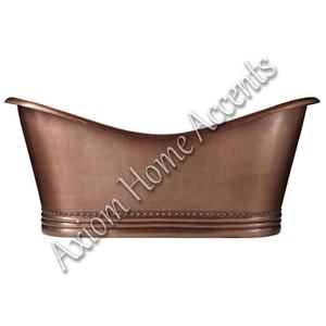 Élégante grande baignoire autoportante en cuivre avec détails martelés Axiom Accents de maison Luxe pour adultes Accessoire de salle de bain en métal - Product Image 5