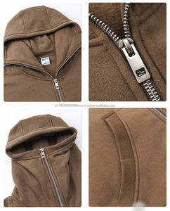 Sweat à capuche zippé en coton 500 g/m² avec impression personnalisée, style streetwear, veste lourde, style masqué, sweat à capuche zippé surdimensionné - Product Image 3