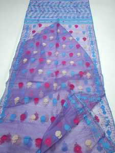 Prix exclusif bon marché violet Dhakai Jamdani Sharee qualité d'exportation pour les femmes TISSU JAMDANI vert doré rouge du Bangladesh - Product Image 2