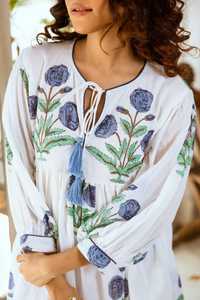 Vestido Mini de Algodón Orgánico con Estampado Floral Hecho a Mano, Vestido de Verano, Atuendo para Vacaciones - Product Image 2