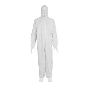 Pretul tuta usa e getta taglia G 5 unità in scatola con cappuccio protettivo riflettente di sicurezza caratteristiche impermeabili materiale SMS - Product Image 1