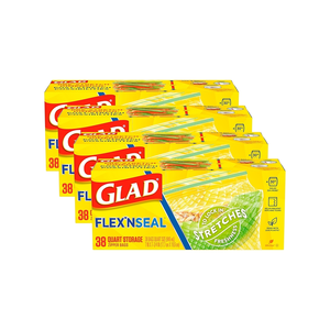 Glad Flex'N Seal Food Storage <b>Plastic</b> Bags, Quart, 38 count, Pack of 4 - Product Image 1