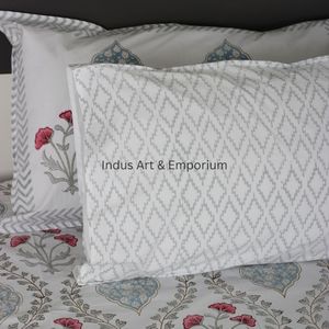 Indian Handcrafted Sanganeri Hand Block Printed Bedsheets Bedding Sets Bedsheet with <b>Pillow</b> Cover - Product Image 5
