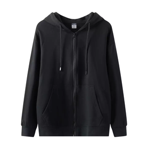 Men's Navy Blue Hooded <b>Zip</b>-Up Sweatshirt Regular Fit Solid Color Casual Knitted 100% Cotton <b>Full</b> <b>Zip</b> <b>Hoodie</b> - Product Image 3