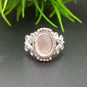 Argent sterling véritable 925 8x10mm Ovale Semi-Mount Bezel Setting Simple Band Good Ashes Resin Fill Keepsake DIY Fine Jewelry - Product Image 2