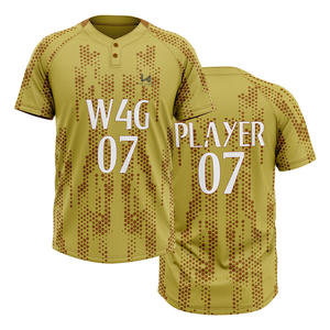 Maillot de baseball personnalisé en polyester de haute qualité, taille plus, avec 2 boutons, respirant, design patchwork personnalisé, évacuation de l'humidité, chemise d'équipe - Product Image 3