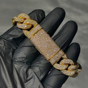 Pulsera de Oro Rosa Chapada en Oro con Certificación IGI para Hombre, Brazaletes Personalizados con Cadena Cubana, Diamantes de Imitación VVS Moissanite, Regalo - Product Image 5