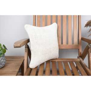 Almohada de retazos de lana Beige de 14x14 pulgadas, acento rústico de granja de lujo con patrón esponjoso Vintage, portátil para ropa de cama, uso en el suelo - Product Image 2