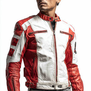 Customize Fashion Leather Biker <b>Jacket</b> Men Vintage Wash Zipper Leather <b>Cycling</b> <b>Jackets</b> Men's Racer Riding Leather Coat Top Mens - Product Image 6