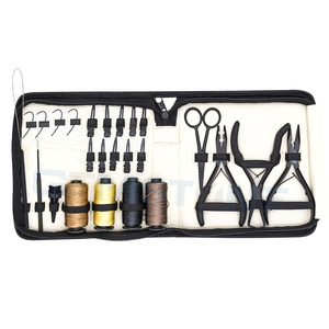Kit d'extension capillaire professionnel durable et réutilisable à usage commercial avec logo personnalisé, outils en acier inoxydable, crochet à fil et séparateur de mèches - Product Image 1