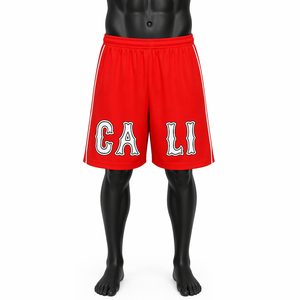 Custom Men’s Red Mesh Basketball Shorts OEM ODM Graphic Letter Print <b>Elastic</b> Waist Sports Shorts - Product Image 1