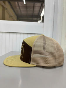 หมวกแก๊ปฮิปฮอปแบบสบายๆ 7 แผง ปักโลโก้ 2 มิติ ตามสั่ง ปีกแบน สีน้ำตาลสองสี สำหรับกิจกรรมกลางแจ้ง ผลิตในเวียดนาม (OEM) - Product Image 2