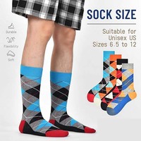 Chaussettes habillées colorées pour hommes Crazy Design Argyle Striped Funky Pattern Cotton Socks for Men Socks