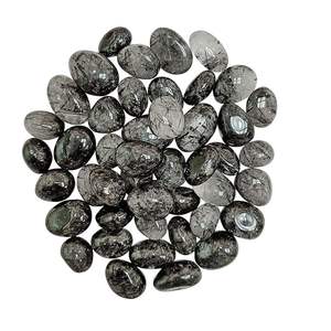 Wholesale <b>Polished</b> <b>Black</b> Rutile Tumbled Stones Natural Semi Precious Healing Crystals for Jewelry Making and Decoration - Product Image 1