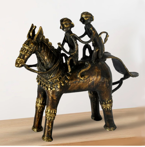 Escultura Dokra de cabezas de máscara tribales, un par de figuritas de Latón para Decoración del hogar, disponibles a precios de mayorista. - Product Image 6