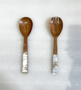 Dernier jeu de serveurs à salade en bois de qualité supérieure avec poignée en résine ustensiles de cuisine en bois outils à salade au meilleur prix de gros - Product Image 6