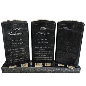 Cementerio de cementerio de estilo americano de diseño personalizado American Black GraniteFuneral Three People Tombstone Lápida para la familia - Product Image 1