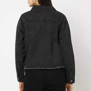 Veste bomber en denim matelassée surdimensionnée pour femmes, respirante, écologique, coupe-vent, fermeture à un bouton, design personnalisé, lin/nylon - Product Image 4
