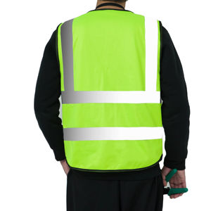 Chaleco DE SEGURIDAD reflectante de alta visibilidad para trabajo de construcción de seguridad industrial con logotipo personalizado multicolor barato con bolsillos - Product Image 2