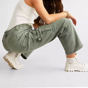 Pantalon cargo pour hommes en coton et polyester avec logo personnalisé, noir, fermeture à la taille élastique, poches latérales multiples, service OEM disponible - Product Image 6