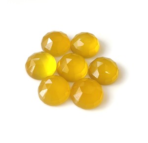 Calcédoine jaune naturelle faite à la main 3mm-30mm Rose coupe dos plat gemmes en vrac pour la fabrication de bijoux prix de gros - Product Image 1