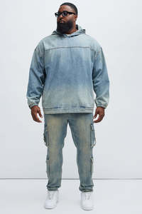 Venta al por mayor personalizado 100% algodón Denim Sudadera con capucha elegante Streetwear chaqueta con capucha envío rápido OEM/ODM proveedor bajo MOQ para invierno - Product Image 2